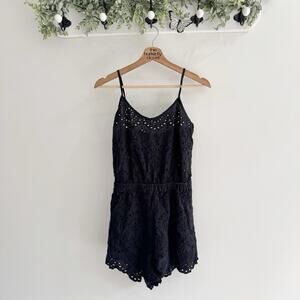 Seafolly Playsuits - Seafolly Broderie Playsuit - Black Romper Swim Cover Up XS